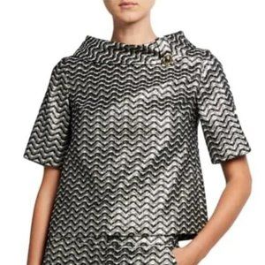 Trina Turk Black and White Zigzag Blouse
